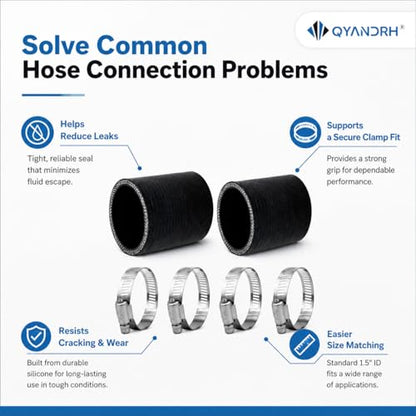 2-Pack 1.5" ID x 3" Straight Silicone Hose Coupler, 4-Ply - color: Shape: Straight, size: 3 Inch