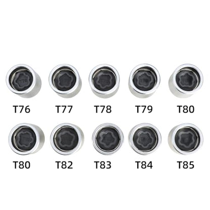 DPTOOL 10pc Wheel Lock Nut Key Kit Wheel Locking Nut Removal Tool Compatible with Tesla Model 3 Wheel Anti Theft Lug Nut Remover Socket Adapter Set T76 T77 T78 T79 T80 T81 T82 T83 T84 T85