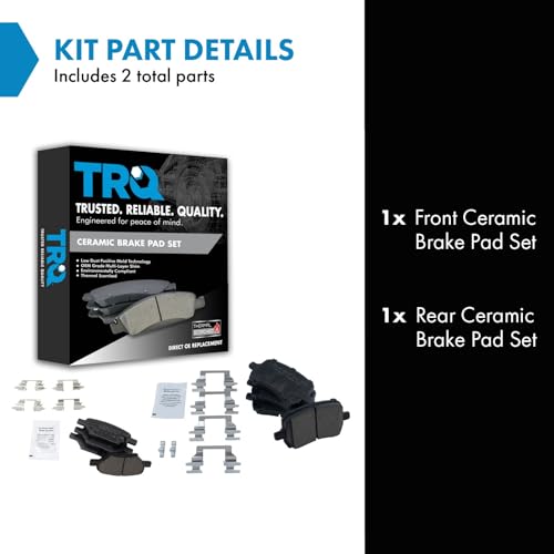 TRQ Front and Rear Brake Pads Ceramic - color: Ceramic, size: BFA12938