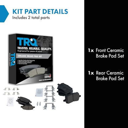 TRQ Front and Rear Brake Pads Ceramic - color: Ceramic, size: BFA12938