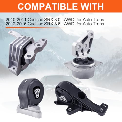 Engine Motor Mount Set & Trans Mount,Replaces A5714 A5530 A5676 A5675 - size: Srx 3.6L/3.0L Awd 10-16