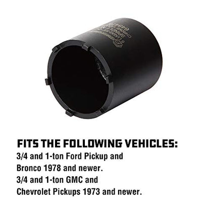 Powerbuilt Spindle Socket, 6 Outer Black, 6 Lug, Remove Spindle Nuts, 2-5 Inch Outer, Ford Chevy GMC Bronco Trucks - 648475 - style: 6-Lug, 2-5/8" Outer