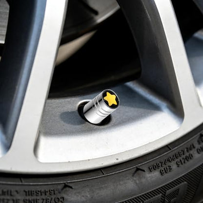 8-Pack Yellow Star Valve Stem Caps