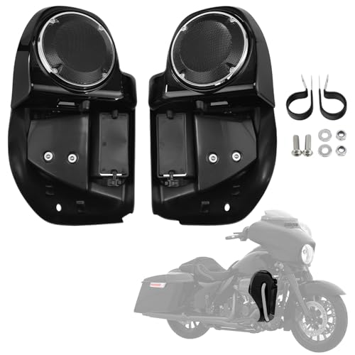 XFMT Motorcycles Vivid Black Lower Vented Leg Fairing W/Speaker Box Pods & Grills Fit For Harley Touring Air-Cooled Road King Street Glide Road Glide Electra Glide 2014-2024 - color: W/ Speaker Pods & Grills For '14-Later