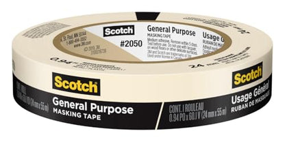 Scotch General Purpose Masking Tape, 1 Inch Wide, 1 Roll, 2050 - size: 0.94 inches x 60 yards, 1 Roll