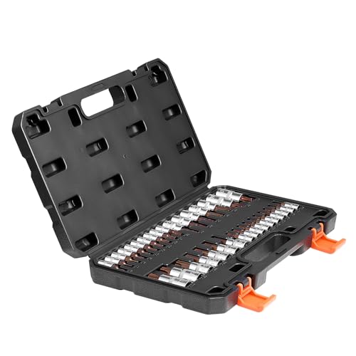 VEVOR Torx Bit Socket Set, 34-Piece Solid Star and Tamper Proof T6-T70, S2 Alloy Steel and Cr-V Steel, 1/4 in, 3/8 in, and 1/2 in Drives, with Enhanced Storage Case, Torx Sockets for Hand Use - size: 33 PCS