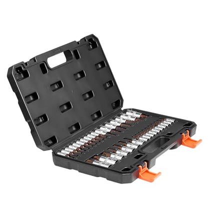 VEVOR Torx Bit Socket Set, 34-Piece Solid Star and Tamper Proof T6-T70, S2 Alloy Steel and Cr-V Steel, 1/4 in, 3/8 in, and 1/2 in Drives, with Enhanced Storage Case, Torx Sockets for Hand Use - size: 33 PCS