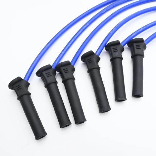Saihisday 6Pcs ST-6265 8.0mm Spark Plug Blue Wire Set Ignition Spark Plug Wires Replacement for Ford Explorer 2005-2010 Compatible with Mountaineer 4.0L V6(Blue)