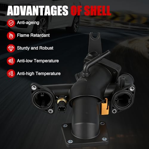 Engine Coolant Thermostat Housing Assembly Compatible with Jaguar S-Type 2003-2008,Vanden Plas,XJ8 2004-2009,XF 2009-2010,XK 2007-2009,Replaces#AJ811793 - size: AJ811793