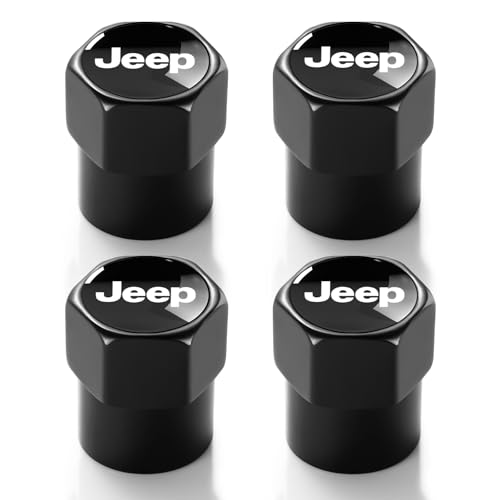 Tire Valve Stem Caps for Jeep Metal Car Wheel Air caps Auto Valve Stem Caps Accessories 4 Pack Black - color: Black-04