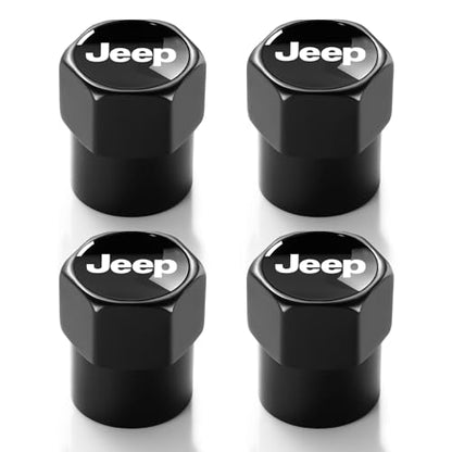 Tire Valve Stem Caps for Jeep Metal Car Wheel Air caps Auto Valve Stem Caps Accessories 4 Pack Black - color: Black-04