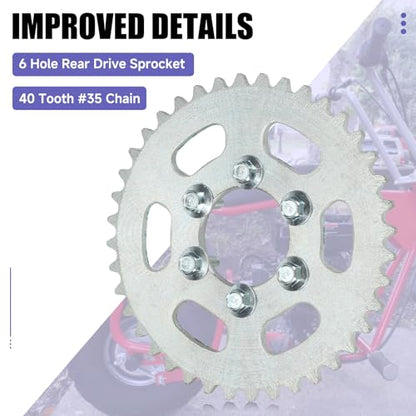 Upgraded 40 Tooth Rear Sprocket 35 Chain 37mm Bore for CT100U DB30 - color: Silver