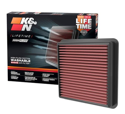 K&N High-Flow Original Lifetime Engine Air Filter: Increase Power: Premium, Washable: Compatible with 2020-2026 Hyundai/Kia: Elantra, i30, Kona, K4, 33-5118