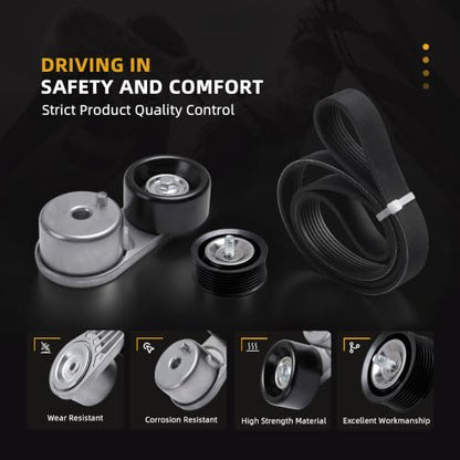 Belt Tensioner Serpentine Belt Idler Pulley Kit #38378 36222 - size: for Frontier/NV1500/Xterra 2005-2021