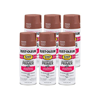 Rust-Oleum 2067830-6PK Stops Rust Automotive Primer Spray, 12 oz, Flat Red, 6 Pack - color: Flat Red, size: 12 Ounce (Pack of 6)