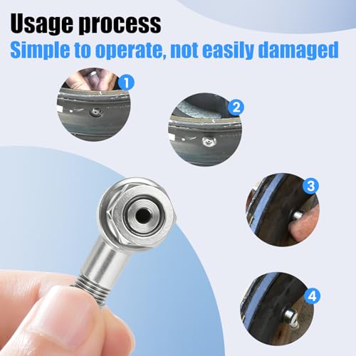 Silver Aluminum 90 Degree CNC Motorcycle Tire Valve Stems TV25AL for Aprilia, Ducati, KTM, Easy Installation, 0.357"/8.3mm+0.3mm Valve Hole Dia, Pack of 2