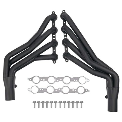 Long Tube Headers for LS Swaps Black Aluminized Thermal Barrier Coating with MLS Gaskets & Header Bolts Fits 73–87 Chevy GMC C10 K10 and 88–91 Square-Body Blazer Jimmy Suburban (Not OBS) - size: Black New Design C10 K10 LS Swap Headers