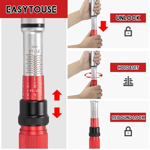 3/4 Inch Torque Wrench, 48 Tooth Torque Wrench 3/4 Drive 160-840FT.LB/217-1139N.M with a Solid Storage Case - size: 3/4''-800FT.LB