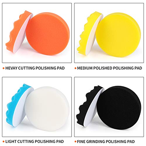 Kshineni 5 Inch(125 mm) Drill Polishing Pads 11 Pcs Car Polishers and Buffers Compound Buffing Kits Drill Attactment for Auto Polisher,Sanding,Waxing - size: 5Inch-11Pcs