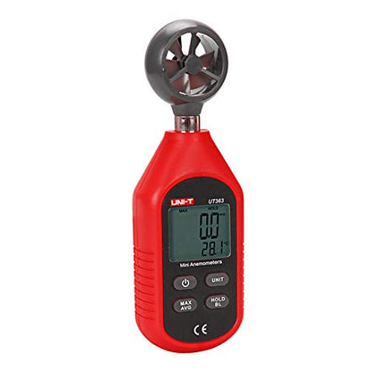 UNI-T UT363 Handheld Anemometer Wind Speed Meter Wind Chill Air Temperature Gauge -14°F to 122°F (-10°C to 50°C) with LCD Backlit Max/Avg Data Hold - size: UT363