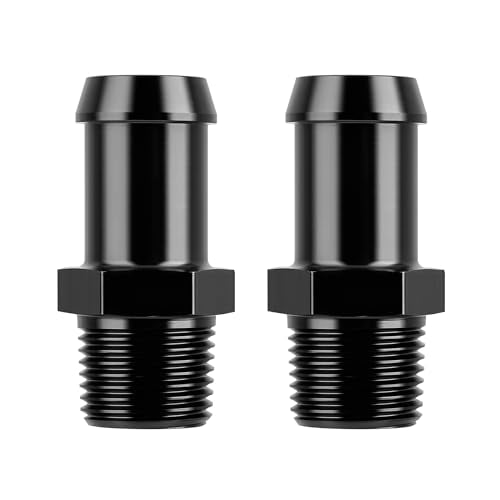 EVIL ENERGY 1/2" NPT Male to 3/4" Barb Fitting Adapter Straight Aluminum Black 2PCS - size: 1/2 NPT to 3/4 Barb