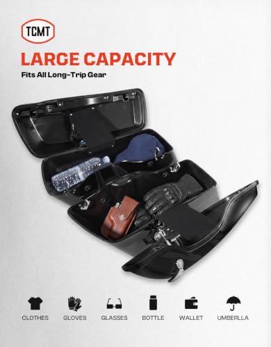 TCMT Hard Saddlebags & Liners Carpet Fit For Harley 2014-2024 - color: Chrome Latches, size: Standard