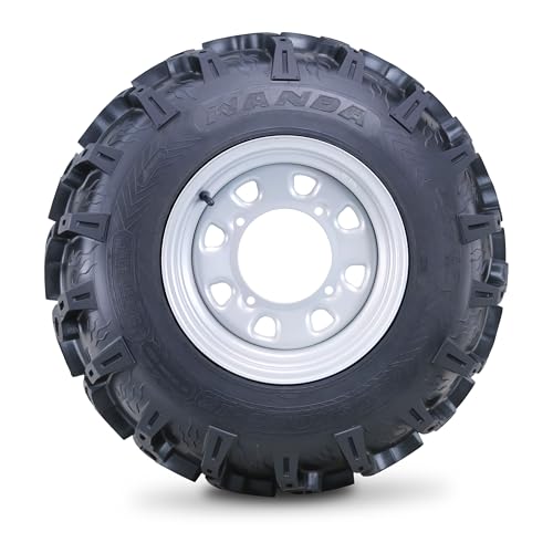 WANDA ATV Tire & Wheel Set 25x8-12 25x10-12 on 4x156mm PCD 4+3 Silver Rims - size: 4x156mm 4+3 wheel