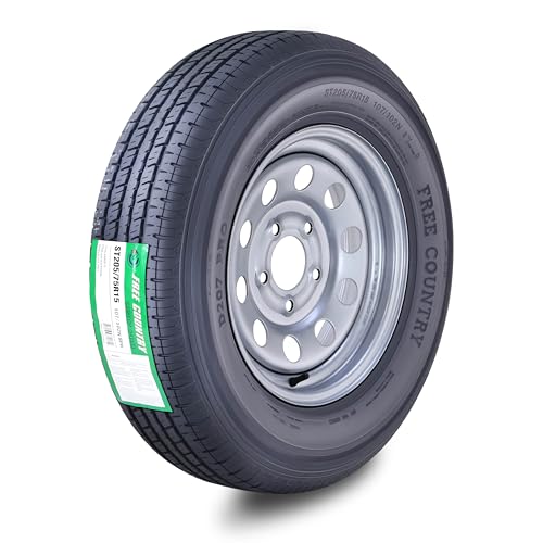 Free Country Trailer Tire Wheel ST205/75R15 8-Ply D 107N 5X5 Silver Mod Rim - size: ST205/75R15 /5x5
