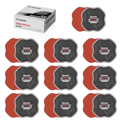 SUNSOUL 10Pcs Bias Tire Patch, 5.32" x 5.32" Heavy Duty Tire Repair Patches - color: 5.32"×5.32"