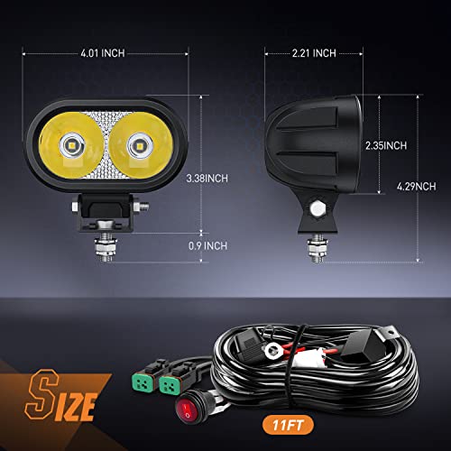 Nilight 2 PCS 4 Inch 2100LM Super Spotlight Motorcycle LED Pods - color: 2Pcs 20W 4Inch LED Spotlight w/16AWG Wiring Harness