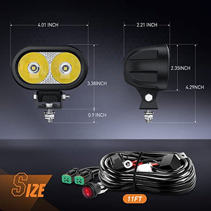 Nilight 2 PCS 4 Inch 2100LM Super Spotlight Motorcycle LED Pods - color: 2Pcs 20W 4Inch LED Spotlight w/16AWG Wiring Harness