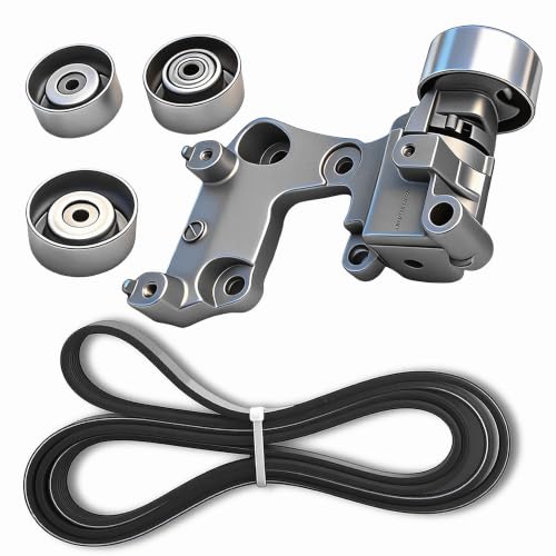 Engine Serpentine Belt Kit with Tensioner and Idler Pulley For Toyota - size: 90K-39258