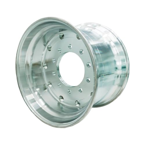 UNIRACING 22.5" x 14" Truck Wheels Super Single Forged Aluminum Rims Flat Face Outside Polished Hub Pilot - 10 Pack - color: Metallic Silver; 10 Pcs, size: 22.5"x14"; Outside Polished