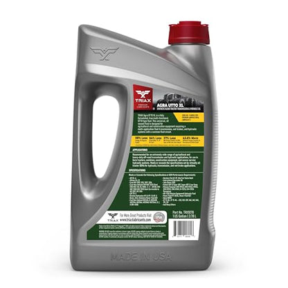 TRIAX Agra UTTO XL GL-4 Synthetic Blend Tractor Hydraulic, Transmission, Differential Fluid - All OEM Compatible with John Deere, Kubota, Massey Ferguson, CAT, and More (1 Gallon) - size: 1 Gallon