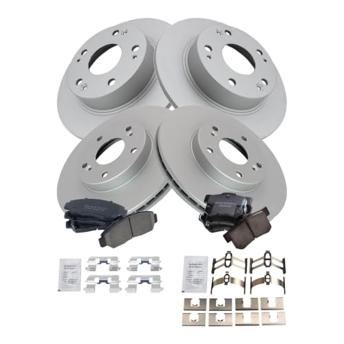 TRQ Front and Rear Brake Pad and Rotor Set Ceramic G Coated Rotors