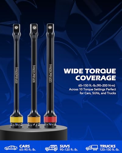 OMT Torque Sticks 10pcs 1/2" Drive Torque Limiting Extension Bar Set - size: 10 PCS
