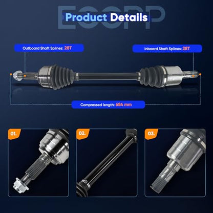 ECCPP CV Axle Shaft Assembly fit 2009-2013 for Mazda 6 2.5L L4 - size: 179565