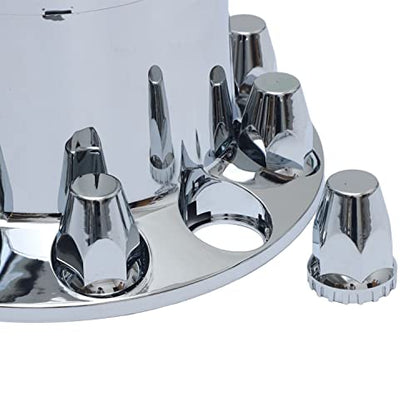 ABS Plastic Chromed Hubcaps Front and Rear Wheel Axle Cover Set with 33mm Thread-On Lug Nut Covers for Semi Trucks (Dome) - color: Dome