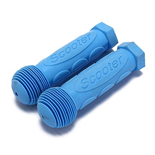 Syvrac 1Pair(2PCS) Scooter Child Kids Bicycle Grip Anti-Slip Handlebar 22MM Silica-Gel Material Holes Children Bike Accessory - color: Blue