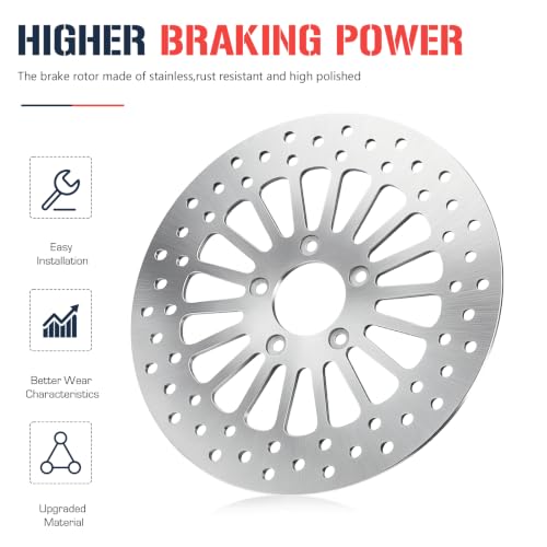 11.5" Front and Rear Brake Rotor for Harley Davidson Touring Sportster Dyna Softail, for Road King Glide/Electra Glide/Night Train/Fat Boy/Softail Standard/Softail Deluxe/Dyna Wide Glide 00-07, 3PCS - size: 2*11.5'' Front Rotor+1*11.5'' Rear Rotor
