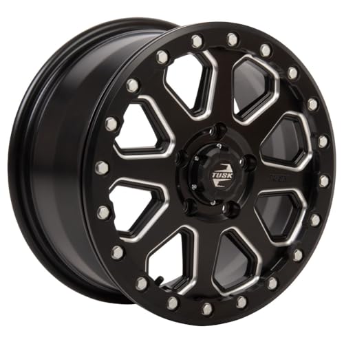 TUSK 5/114.3 (5/4.5) Uinta Beadlock Wheel 15x7 6.0 + 1.0 Compatible with Polaris RZR Pro R/Turbo R/Pro S/XP S/Xpedition (Milled/Black) - color: Milled/Black