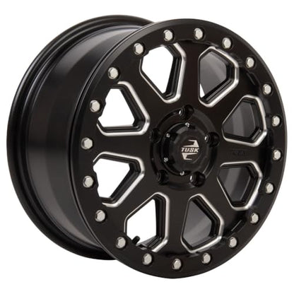 TUSK 5/114.3 (5/4.5) Uinta Beadlock Wheel 15x7 6.0 + 1.0 Compatible with Polaris RZR Pro R/Turbo R/Pro S/XP S/Xpedition (Milled/Black) - color: Milled/Black