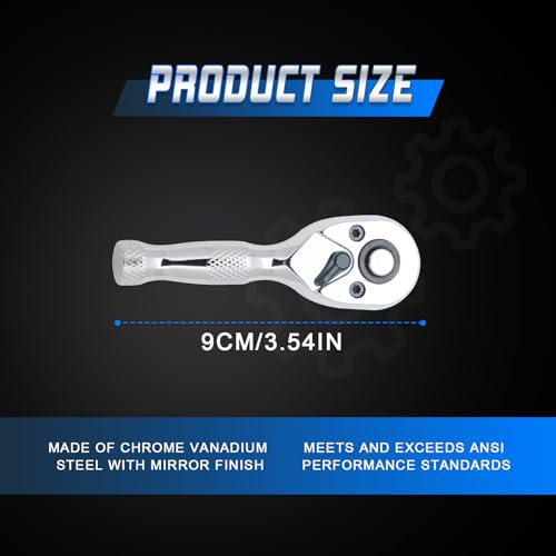 1/4 Inch Drive Stubby Ratchet Mini Ratchet Wrench,1/4 Socket Wrench, 72-Tooth Quick-Release，Reversible,Chrome Vanadium Alloy Steel for Durability - size: 1/4-inch Single, style: Stubby-Metal handle