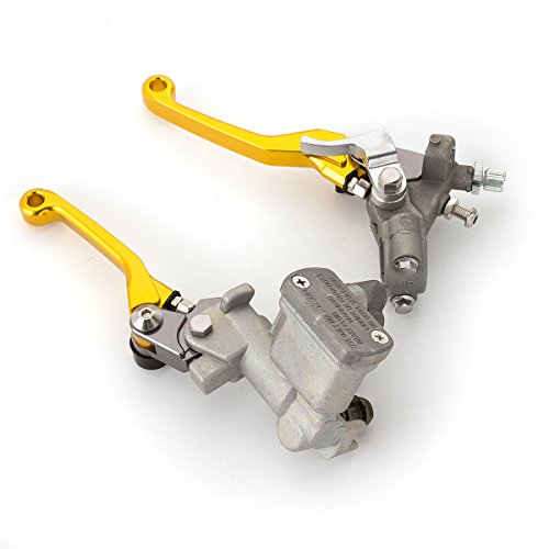 Dirt Bike Brake Master Cylinder Reservoir Cable Clutch Levers for RM125 RM250 DRZ400S/SM DR250R DR200S DRZ400R RMX250S RMX250S RMZ250 RMZ450 RM85 RM125 - color: Gold