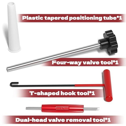 KJE Tire Valve Stem Quick Replacement Tool Kit, Tire Stem Removal Tool, Valve Stem Installation Tool, Tire Valve Stem Tool for Replacing Leaky Valves in Cars,Trucks,ATVs,etc.with TR413/TR414