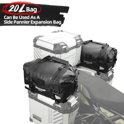 Rhinowalk Waterproof Motorcycle Saddle Bag 20L, Magnetic Roll-Top Tail Bag - size: 20L