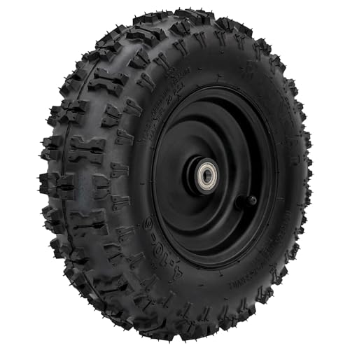 2pcs 4.10-6 Go Kart ATV Tubeless Tire with Rim and 6001ZZ Bearings 12mm/0.5'' | Front Tires Rims for Scooter Quad Bikes 4 Wheelers