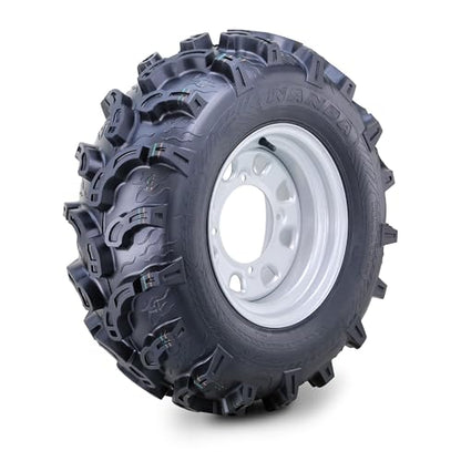 WANDA ATV Tire & Wheel Set 25x8-12 25x10-12 on 4x156mm PCD 4+3 Silver Rims - size: 4x156mm 4+3 wheel