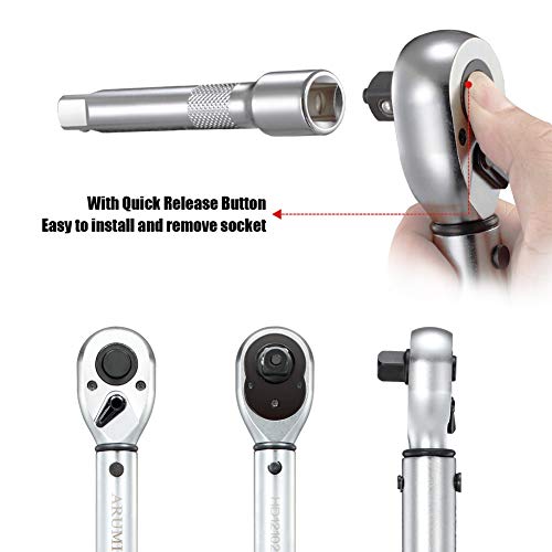 1/2-Inch Drive Click Torque Wrench (10-150 ft.-lb./13.6-203.3Nm) Dual-Direction Adjustable Torque Wrench Set