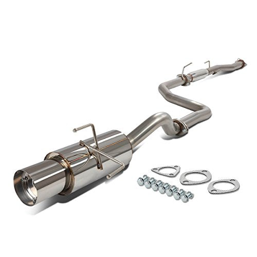 DNA MOTORING CBE-HC923-BT Muffler CatBack Exhaust System [Compatible with 92-95 Honda Civic Hatchback SOHC] - style: Round Burnt